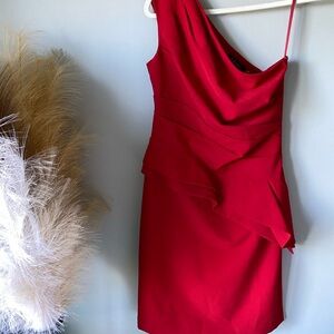 Lauren Ralph Lauren Vibrant Red One-Shoulder Dress